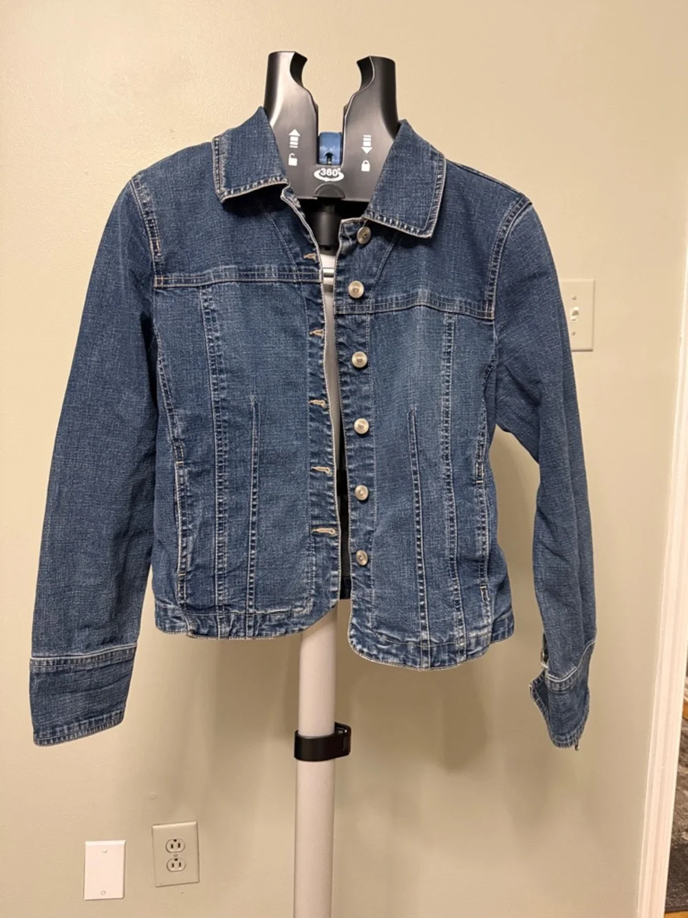 Hand-Painted Pop Art Denim Jacket - Pink, Blue, Yellow - Picture 2 of 3
